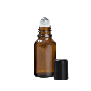Euro 15ml Amber Bottle with Rollerball and Black Cap