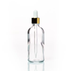 Euro 100ml Clear Glass Bottle with Gold Dropper