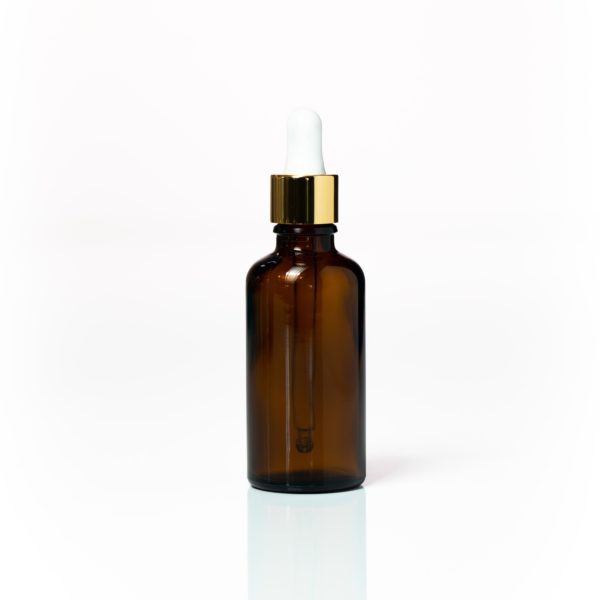 Euro 50ml Amber Bottle with Gold Dropper