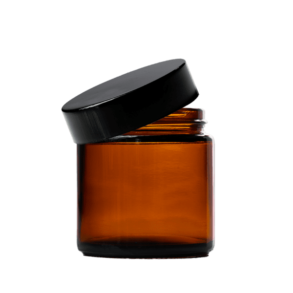 100-120ml Amber Glass Jar - with Black Lid