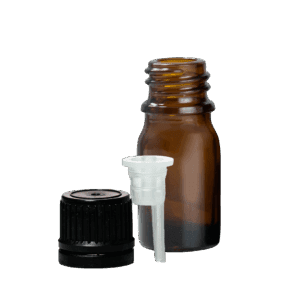 Euro 5ml Amber Bottle with Orifice Reducer & Black Cap