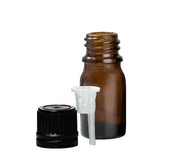Euro 5ml Amber Bottle with Orifice Reducer & Black Cap