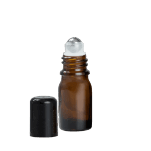 Euro 5ml Amber Bottle with Rollerball and Black Cap
