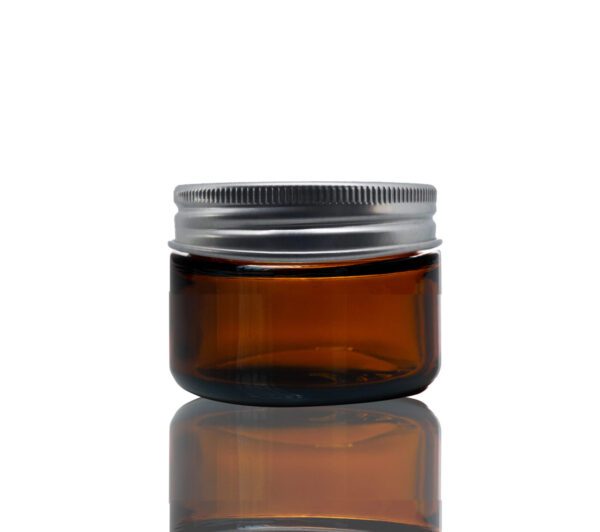 30ml Amber Glass Jar - with Aluminium Silver Lid