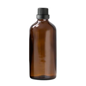 Euro 100ml Amber Bottle with Black Tamper Screw Cap