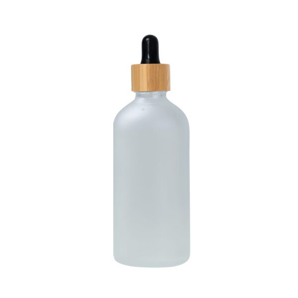 Euro 100ml Frosted Bottle with Bamboo Dropper/Black Rubber