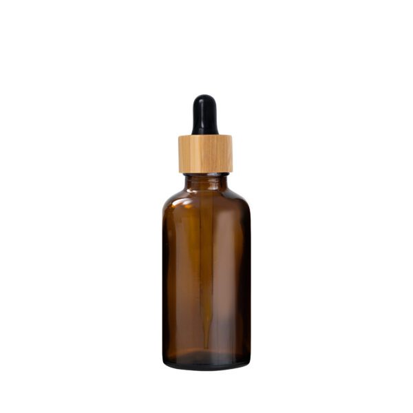Euro 50ml Amber Glass Bottle with Bamboo Dropper/Black Rubber