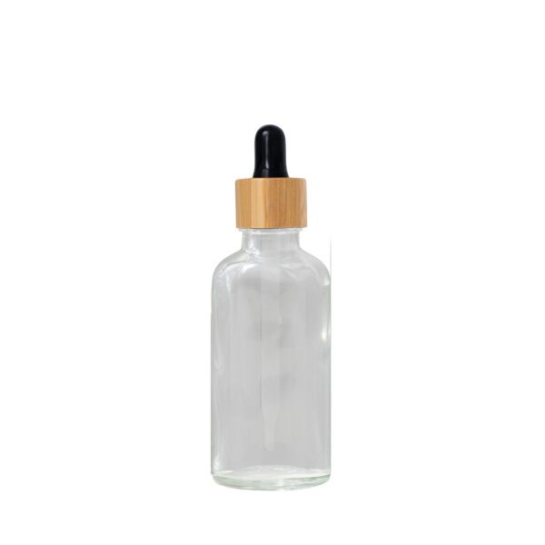 Euro 50ml Clear Glass Bottle with Bamboo Dropper/Black Rubber