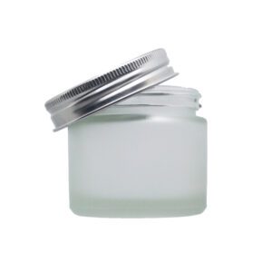 Clear frosted 60ml glass jar with aluminum lid