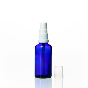 Euro 50ml Blue Bottle with White Serum Pump Spray