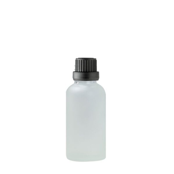 Euro 30ml Frosted Glass Bottle with Black Tamper Screw Cap