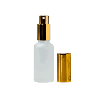 Euro 30ml Frosted Glass Bottle with Aluminium Gold Spray Cap Assembly
