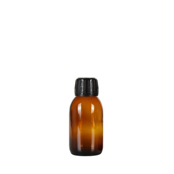 Syrup 100ml Amber Glass Bottle with Black Tamper Cap