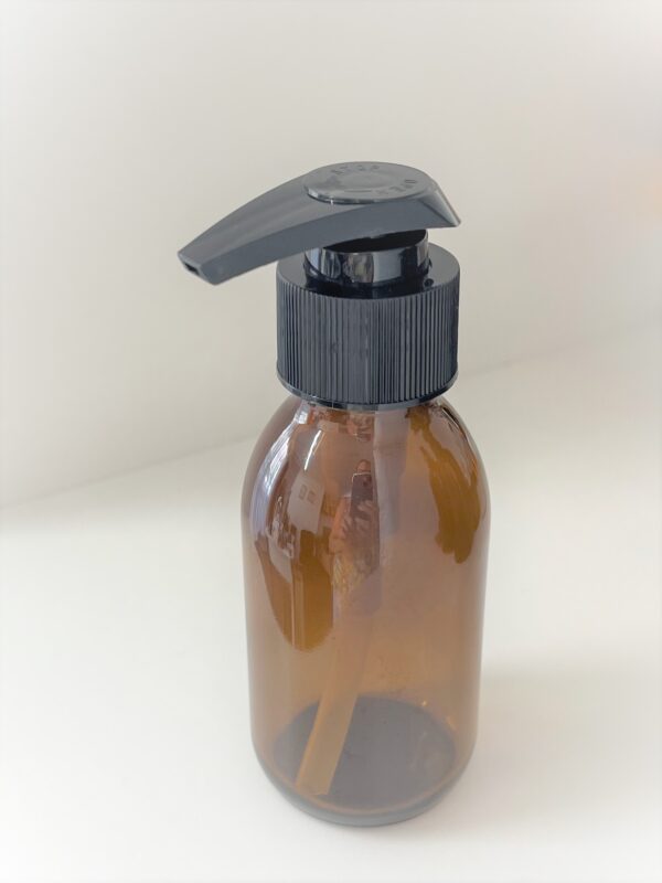Syrup 100ml Amber Glass Bottle with Black Pump Top - Image 2