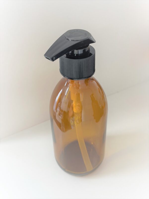 Syrup 200ml Amber Glass Bottle with Black Pump Top - Image 2