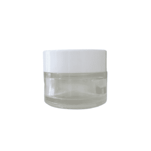 clear glass jar with white lid