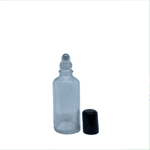 Euro 50ml Clear Bottle with Rollerball and Black Cap