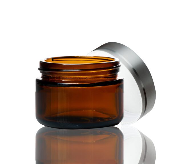 30ml Amber Glass Jar with Silver Lid