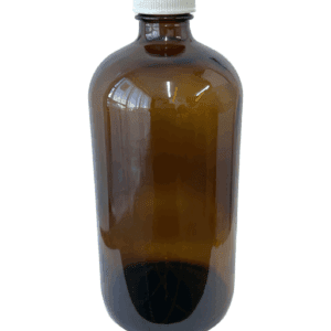 1 Litre (1000ml) Amber Glass Bottle with White Screw Cap