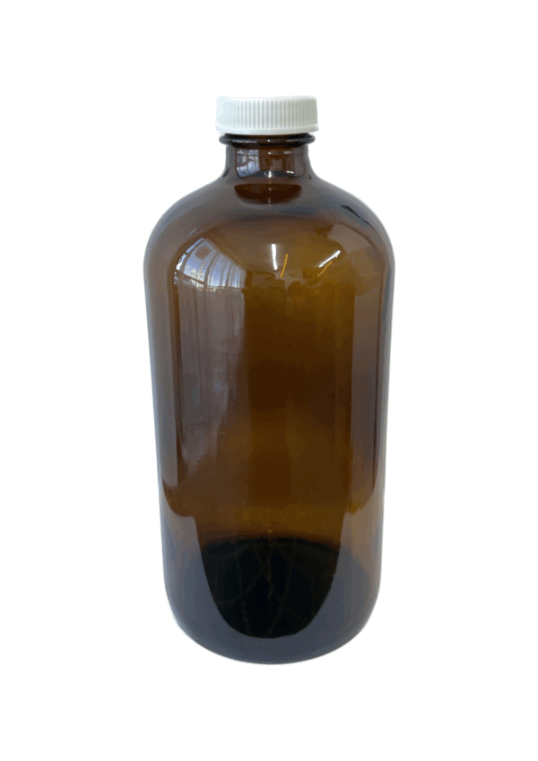 1 Litre (1000ml) Amber Glass Bottle with White Screw Cap
