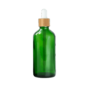 Euro 100ml Green Bottle with Bamboo Dropper/White Rubber