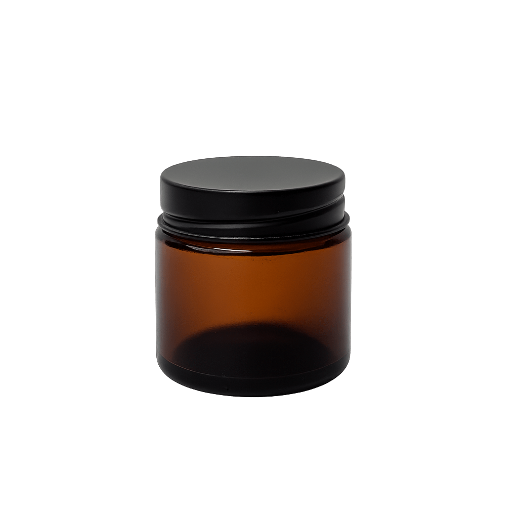 60ml Amber Glass Jar - with Aluminium Matte Black Lid