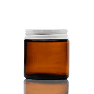 100ml Amber Glass jar with White Aluminium Lid