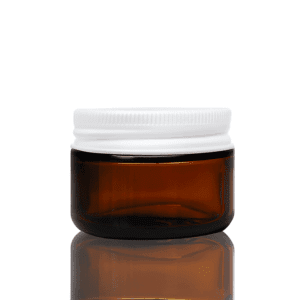 50ml Amber Glass Jar - with Aluminium White Lid