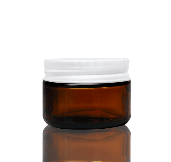 50ml Amber Glass Jar - with Aluminium White Lid