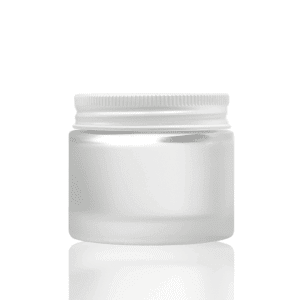 60ml Frosted Glass Jar - with White Aluminum Lid