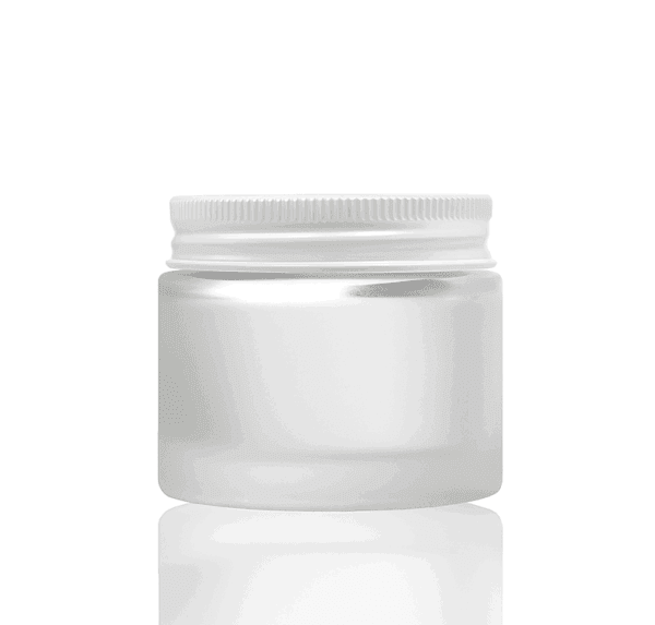 60ml Frosted Glass Jar - with White Aluminum Lid