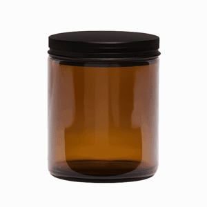 250ml Amber Glass Jar - with Aluminium Black Lid