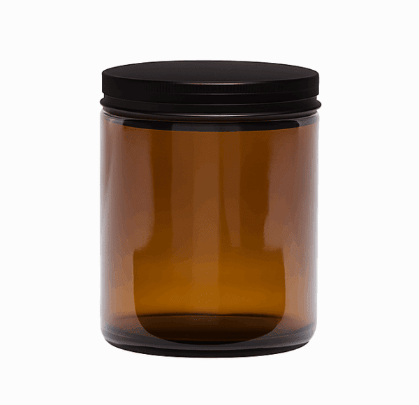 250ml Amber Glass Jar - with Aluminium Black Lid